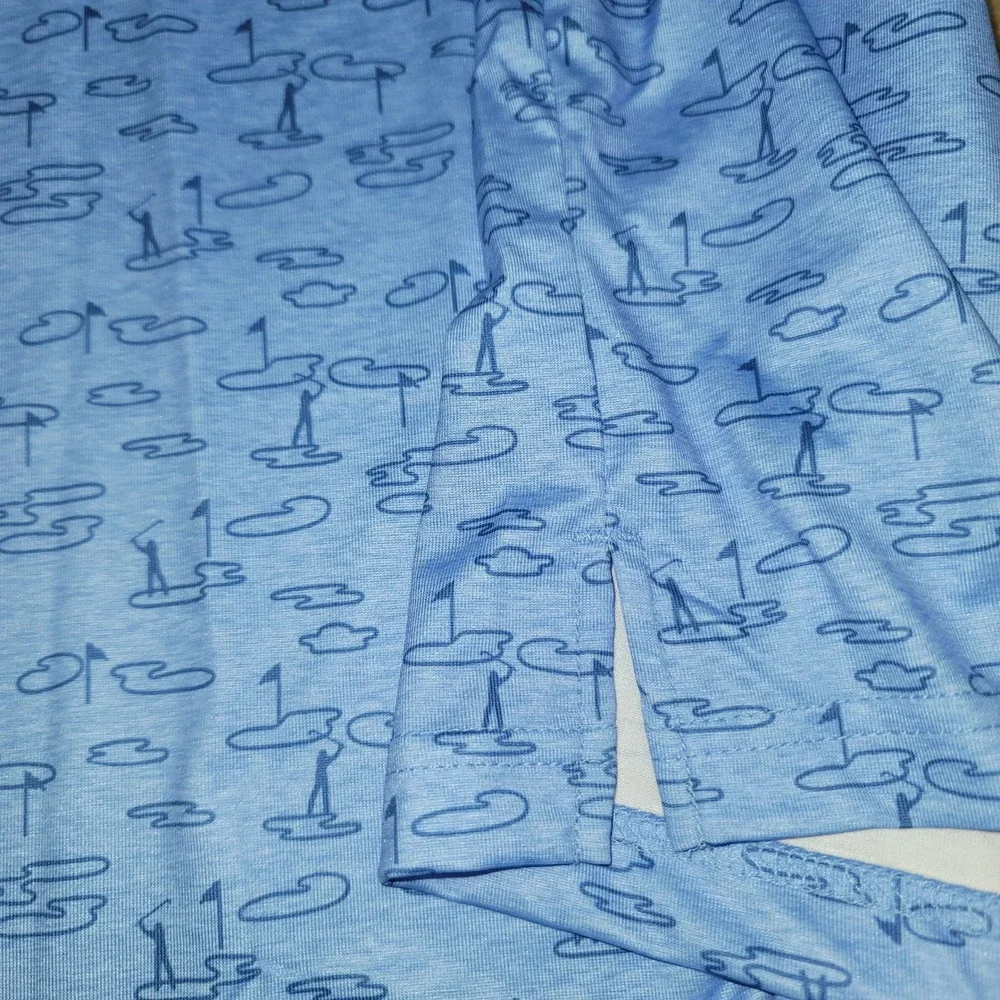 Ben Hogan Polo Shirt Men XL Blue Performance Golfers Novelty Print Preppy Sporty